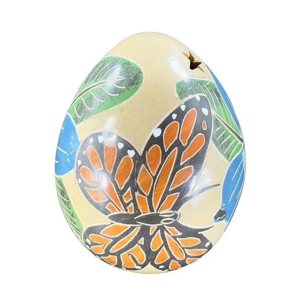 Hand Crafted Pottery Luminary Tea Light Holder Norman Calero Flower Butterfly - Picture 2 of 16